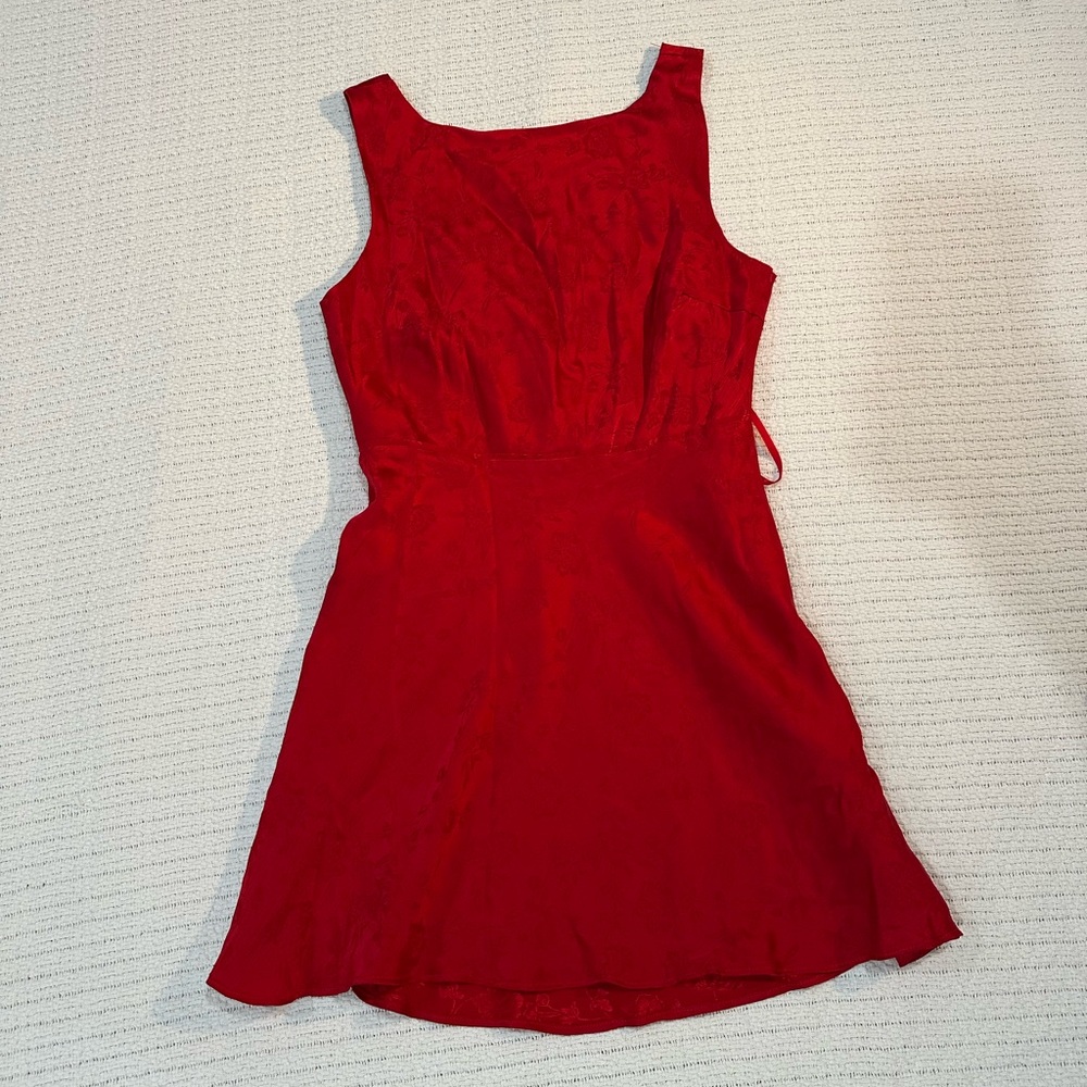 Aqua Vibrant Red Silk Blend Fabric